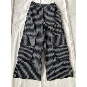 KOZAN Pants Wide Leg Cargo Pants Embroidered Stripe Size Small NWT